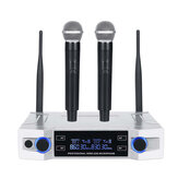 Profesyonel UHF Kablosuz Mikrofon Sistemi 2 Kanal 2 Telsiz El Tipi Mikrofon Kraoke Konuşma Parti malzemeleri Kardioid Mikrofon
