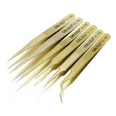 Set mit 6 BGA-Präzisions-Gold-Schleif-ESD-Pinzetten aus Edelstahl, antistatische Pinzetten, Reparaturwerkzeug