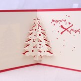 Christmas 3D Pop Up Christmas Tree Paper Carving Greeting Card Christmas Gifts Party Greeting Card 