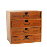 Fából készült fiókos tároló doboz Retro asztali tárolószekrény Ékszer és kozmetikai rendező irodába otthonra
