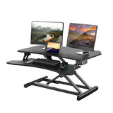 BlitzWolf® BW-ESD2 Electric Powered Standing Desk Converter 34 inch Wide Workstation Adjustable Height Dual Monitors Desk Riser 2.0A 10W USB Charger Sit Stand Desk with Removable Keyboard Tray