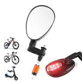 CXWXC CX-01 Bicycle Cycling Bike Mirror 360° Rotation Warning Lights Convex Handlebar Safety Mirror