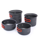 Widesea 2-4 People Camping Tableware 4 Pcs Non-stick Pan Folding Pot Portable Outdoor Picnic BBQ Cooking