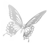 10db 3D rozsdamentes pillangó fal matricák Ezüst tükör matricák Fali lakberendezési tárgyak