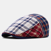Banggood Design Men Patchwork Color Lattic Pattern Visor Casual Forward Hat Beret Hat