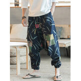 Pantalon ample de yoga style hareem avec motif floral ethnique pour hommes