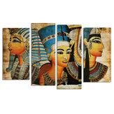 4Pcs Canvas Print Paintings Egyptian Pharaoh Oil Painting Wall Decorative Printing Art Picture Frameless Home Office Decoration