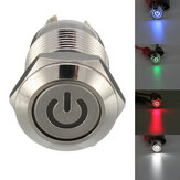 Interruptor Momentâneo de Botão Metálico LED de 4 Pinos à Prova D'Água 12V