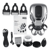 Rasoir électrique rotatif humide et sec 7D 5 en 1 pour hommes chauves avec tondeuse à cheveux de nez et oreilles rechargeable par USB et brosse nettoyante visage