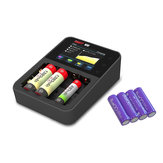 ISDT C4 8A touchscreen slimme batterijlader met 4 stuks 2000mAh AA oplaadbare batterijlimiet