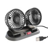 5V USB Dual-Head Car Fan Cooling Fans 360° Adjustable 2 Speed Mini Size Five-blade Strong Wind with Parking Number Plate For Auto Cooler