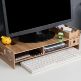 Supporto in legno per monitor Scaffale di archiviazione per desktop Supporto per laptop Mensola per schermo del computer Supporto per PC da scrivania Organizzatore