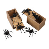 Стильный деревянный ящик для розыгрыша с пауком. Развлекайтесь с друзьями и удивляйте их в день дураков. Шутливые игрушки и практичные подарки.