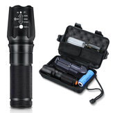 Kit de lampe de poche zoomable 4000LM avec 5000mAh 26650 Batterie et chargeur EU-plug 5 modes Lampe torche rechargeable pour camping randonnée pêche cyclisme