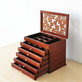 Luksusowy, wielowarstwowy, wysoki połysk, drewniane pudełko z biżuterią Stylowy retro pudełko do przechowywania biżuterii