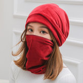 Женский теплый головной убор На открытом воздухе, непродуваемый, простой стиль, однотонная бархатная шапка, лицо Маска, шарф