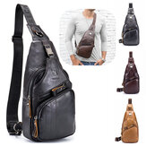 Bullcaptain Genuine Leather Retro Chest Bag Outdoor Leisure Daypack Crossbody Bag for Men