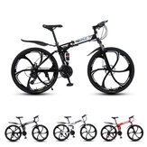 MYNUO 26 Inch 21-Speed Folding Mountain Bike Double Disc Brakes Double Shock Absorber Off-road Bike Outdoor Sport Bicycle