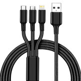 Câble USB-A vers Type-C/Micro/iP 2A de charge rapide, cœur en nylon tressé, longueur de 1,2 mètre pour iPhone14 Pro, Huawei P50, ViVo Y70s, Xiaomi Mi13