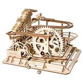 3D Self-Assembly Wooden Marble Run Handcrank Waterwheel Magic Crush Puzzle Model Building Kits Mechanical Model Gift