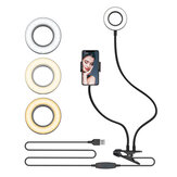 BlitzWolf® BW-SL6 Lumière annulaire de selfie avec support de téléphone portable flexible, support de bureau pour lampe LED pour diffusion en direct, maquillage, bureau, cuisine