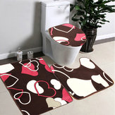 3db készlet csúszásgátló Soft szív fürdőszobai talapzat szőnyeg fedél WC fedél fürdő szőnyeg