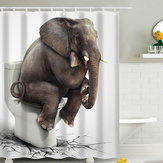 Cortina de chuveiro impermeável de elefante 180x180CM para banheiro com 12 ganchos