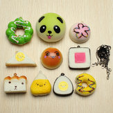 10 sztuk losowych miękkich przypinek na telefon w kształcie sushi/pandy/chleba/tortów/bułek