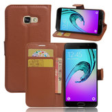 Lychee Leather Magnetic Flip Bracket Card Solt Carteira Caso para Samsung Galaxy A3 A5 A7 2017