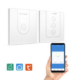 BlitzWolf@ BW-SS9 Tuya 800W Wi-Fi Smart Wall Light Switch Glass Touch Switch Single Pole / 3 Way APP Remote Control Voice Control Time Schedule Work With Amazon Alexa and Google Assistant
