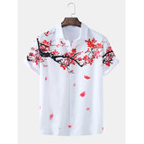 Camisas casuais de manga curta com estampa de flores para homens