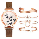 Deffrun Casual Style Женское Часы Wirts с браслетом Полный сплав Элегантные Дизайн Кварцевые часы