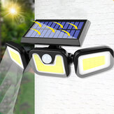 Lampada Solare da Parete a 3 Modalità con Sensore Esterno a Tre Teste 74LED/100COB
