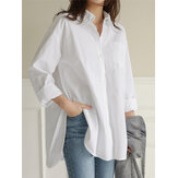 Camisas sueltas de algodón irregular para mujer de uso diario