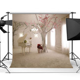 10x10FT Sfondo Fotografico con Tema Sala Pianoforte Bianca e Rose