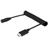 PULUZ PU512 3.5mm TRRS Female to Type-C USB-C Male Live Microphone Audio Adapter Spring Coiled Cable for DJI OSMO Pocket Smartphones Cable Stretching to 100cm