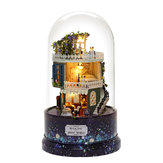 DIY Glass Ball Doll House Star Dreams Miniature Furniture Kit Rotary Music LED Light Kids Gift