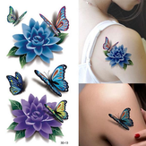 Coloré 3D Papillon Fleur Rose Autocollant De Tatouage Décalque Temporaire Étanche DIY Body Art 
