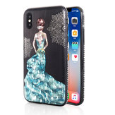 Capa protetora Bakeey 3D Painting para iPhone X/8/8 Plus/7/7 Plus/6s Plus/6 Plus/6s/6, vestido azul com glitter brilhante.