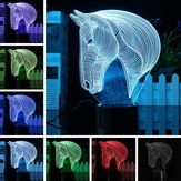 Lampião noturno LED de 7 mudanças de cor da cabeça do cavalo de arte 3D, presente de Natal para o quarto