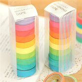 10 rolek Rainbow Taśmy papierowe Naklejki samoprzylepne Cukierki Kolor Taśmy Dekoracyjne Materiały piśmienne Do Notatników
