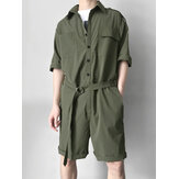 Ανδρικό στρατιωτικό στυλ τσέπες Workwear Πλατύ φόρεμα παιδιού Belt Loose Overalls Jumpsuit