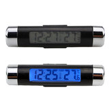 Hochwertiges 2-in-1-Digital-LCD-Display Hygrometer Thermometer Uhrzeit Auto Stil blaue Hintergrundbeleuchtung Autozubehör Lüftungsschlitzauslass