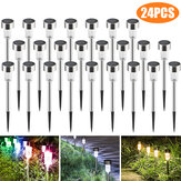 24PCS LED cолнечные садовые светильники из нержавеющей стали, водонепроницаемые, для украшения дома и улицы