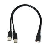 USB 2.0 A Female naar Dual A Male Data Sync Y-kabel voor oplader