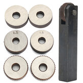 7 darabos Knurling Knurler Tool 0.5/1.5/2mm Pitch Egyetlen kerék Egyenes kerék Lineáris szövet Szett