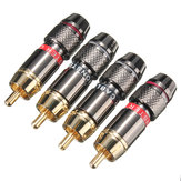 2 pares de conectores de terminales RCA chapados en oro, enchufe macho RCA para cable de altavoz y amplificador
