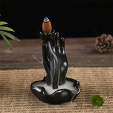 Buda Refluxo Incenso Cone Burner Titular Cerâmico Mão Lotus Budista Perfumado Casa Censer Decor