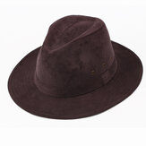 Men Winter Warm Cotton Wide Brimmed Top Hat Casual Middle Aged Jazz Cap Fedora Hat