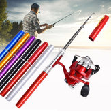 Combo de caña y carrete de pesca LEO Mini de fibra de vidrio y aluminio Carrete de pesca 5.1:1 Herramientas portátiles de caza y pesca